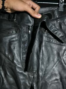Black Leather Biker Pants