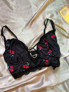 Cherry Print Lace Bralette