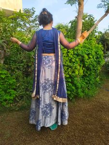 Stunning Blue &amp; Silver Floral Lehenga Choli