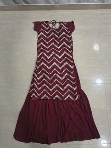 Maroon Kurta set with Sharara