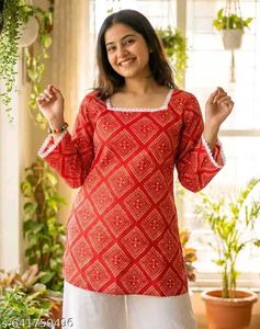 Stylish Red Printed Kurta for Women