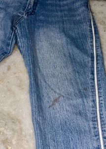 Y2K Bell Bottom Jeans with White Stripe Detail