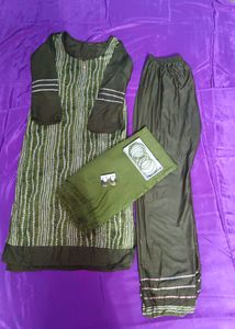 Mehndi Colour Suit Set 5 Pc For Women