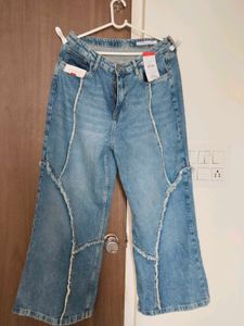 Unique Wide Leg Blue Denim Jeans