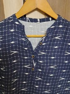 Blue &amp; White Print Top