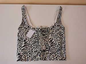 Animal Print Lace-Up Corset Top