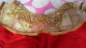Elegant Red &amp; Gold Embroidered Blouse