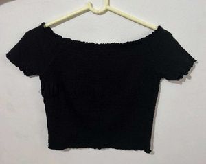 off shoulder Black smoked top