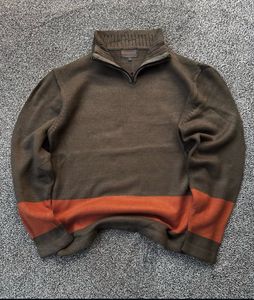 Men's Brown & Orange Striped Sweater