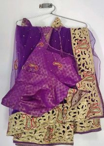 Gorgeous Purple Embroidered net  Saree