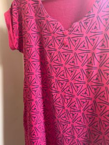 Vibrant Pink Geometric Print Dress
