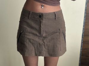 Vintage Brown low waist Mini Skirt
