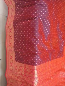 Elegant Burgundy Saree with Golden Weave