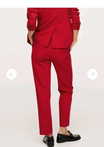 MANGO Red High-Waisted Trousers with Belt