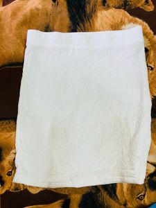 White Textured mini skirt