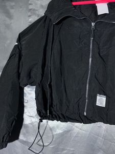 BERSHKA cropped hooded Windbreaker Jacket