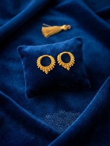 Gold Tone Ethnic Hoop Earrings