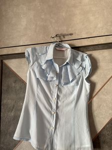 Light Blue Ruffle Shirt