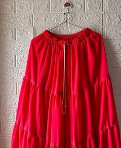 Vibrant dark pink Tiered Maxi Skirt