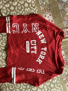 Red NYC Graphic Long Sleeve Top
