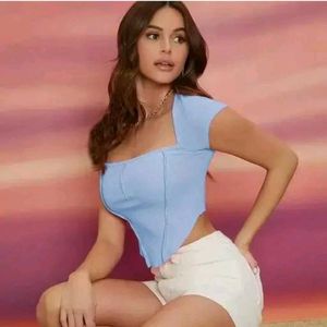 Blue Corset Style Crop Top