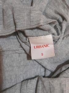 URBANIC Y2K Ribbed Grey Button Front Top