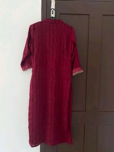 ❗Wine Sequence Kurta For Women
