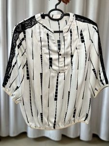Stylish White &amp; Black Print Top