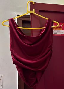 Maroon Cowl Neck Top