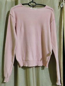 Cute Pink V-Neck Sweater