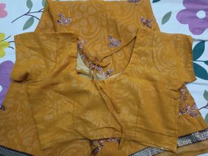 Elegant Yellow Embellished Saree