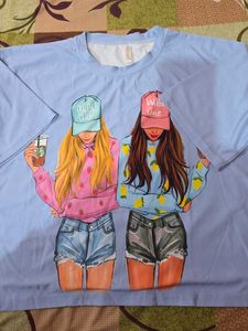 Cute Cartoon Print T-Shirt crop