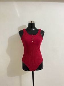 Red Sleeveless Bodysuit