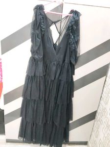 Elegant Black Tiered Tulle Dress