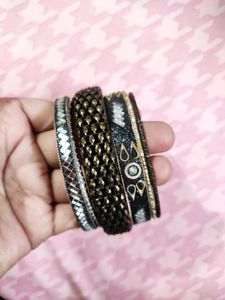 Black Metal Bangles Set For One AHand
