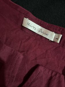 Maroon Sleeveless Casual Dress