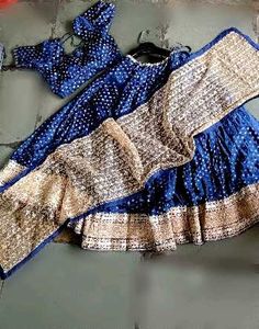 Blue & Gold Lehenga Choli Set
