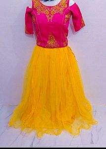 Pink &amp; Yellow Lehenga Choli Set