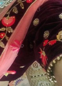 Velvet Lehnga With Net Dupatta