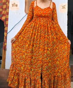 Floral Orange Beautiful Kurta🤌✨️🧡