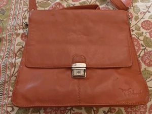 Unique Orange Color Genuine Leather Satchel Bag!