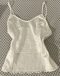 Elegant White Lace Trim Camisole Top