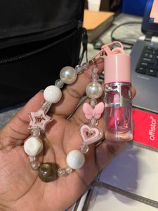 Charming Beaded Phone Charm with Lip Gloss