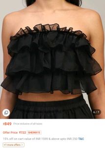 Cute Strapless Smocked Layered Crop Top with Skirt