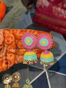 Colorful Jhumka Earrings - Statement Jewelry