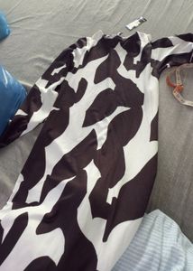 Abstract Print Long Sleeve Midi Dress