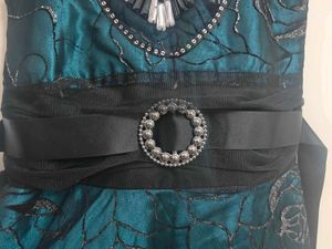 Designer Teal Embroidered Knee length Gown