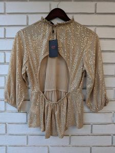 Shimmer New back open party top