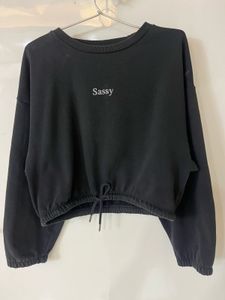 Black "Sassy" Cropped Sweatshirt
