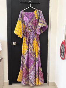 multicoloured flowing dress